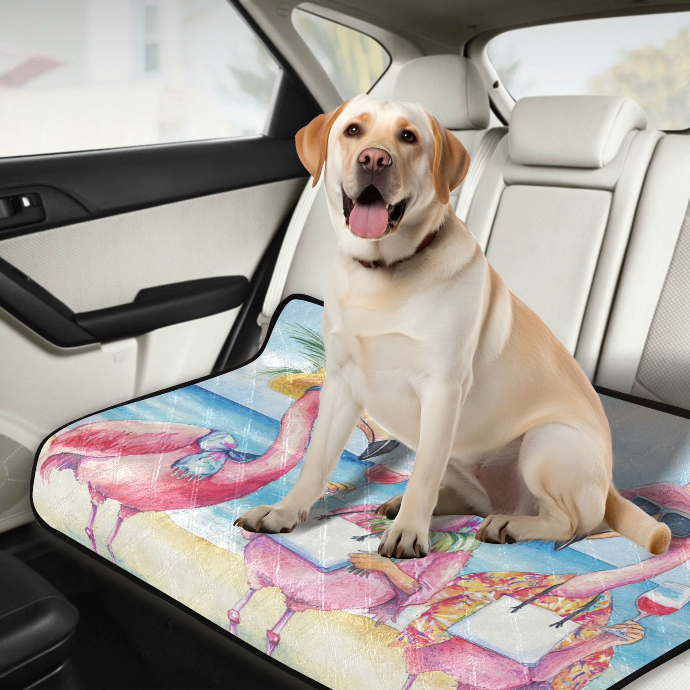 Qxltty Traveling Flamingos Cat litter Pads Pet Set of 2 Diaper Mats Center Anti-leakage Layer Absorbent Soft and Comfortable