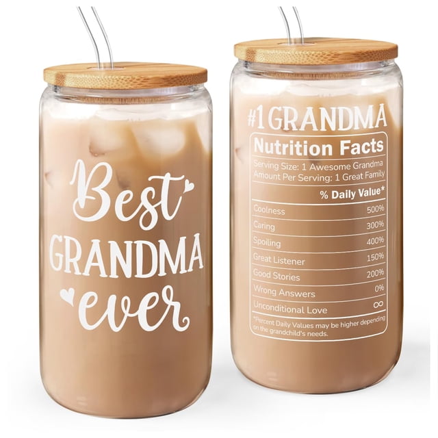 Vaso de vidrio SANDJEST de 16 oz con tapa de bambú