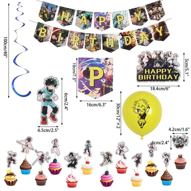 SHIYAO My Hero Academia Party Supplies Including Balloons, Banner,  Stickers, Cake Toppers, Cupcake Toppers Hang Swrils , MHA Theme Birthday  Party Supplies(My Hero Academia - 4) - Walmart.com