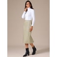 thumbnail image 3 of DARING DIVA Women's PU Leather Midi Party Split Back Bodycon Pencil Skirt X-Small Beige, 3 of 6