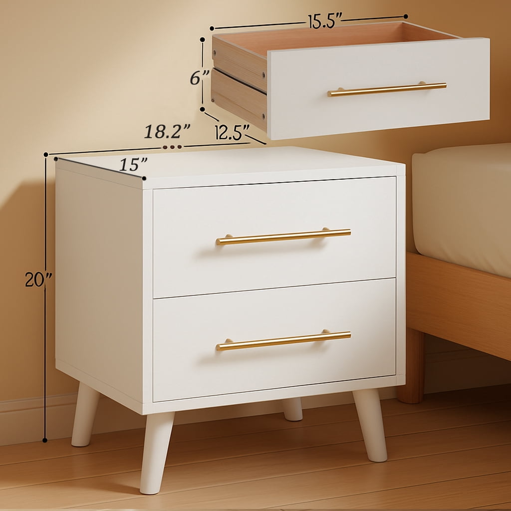 Full Bed Frame & Storage Combo, Upholstered Platform Bed Frame with 4 Wood Dressers (2, 5, 6 Drawers), Beige & White