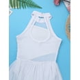 thumbnail image 4 of Alvivi Kids Girls Sequin Gymnastics Skirted Leotards Sleeveless Lyrical Ballet Dance Costume Dress White 8, 4 of 7