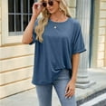 thumbnail image 6 of FLMEI Women's T-Shirts Tees Summer Tops Short Sleeve T Round Neck Loose Cropped T Shirtsoft Blouses Casual Pullover T S-XXL, 6 of 8