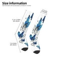 thumbnail image 5 of Daiia Sports Socks Blue Flying Butterflies Printed Novelty Crew Socks for Men Women Knee High Socks Cotton Socks Soft & Breathable Support Unisex Socks, 5 of 9