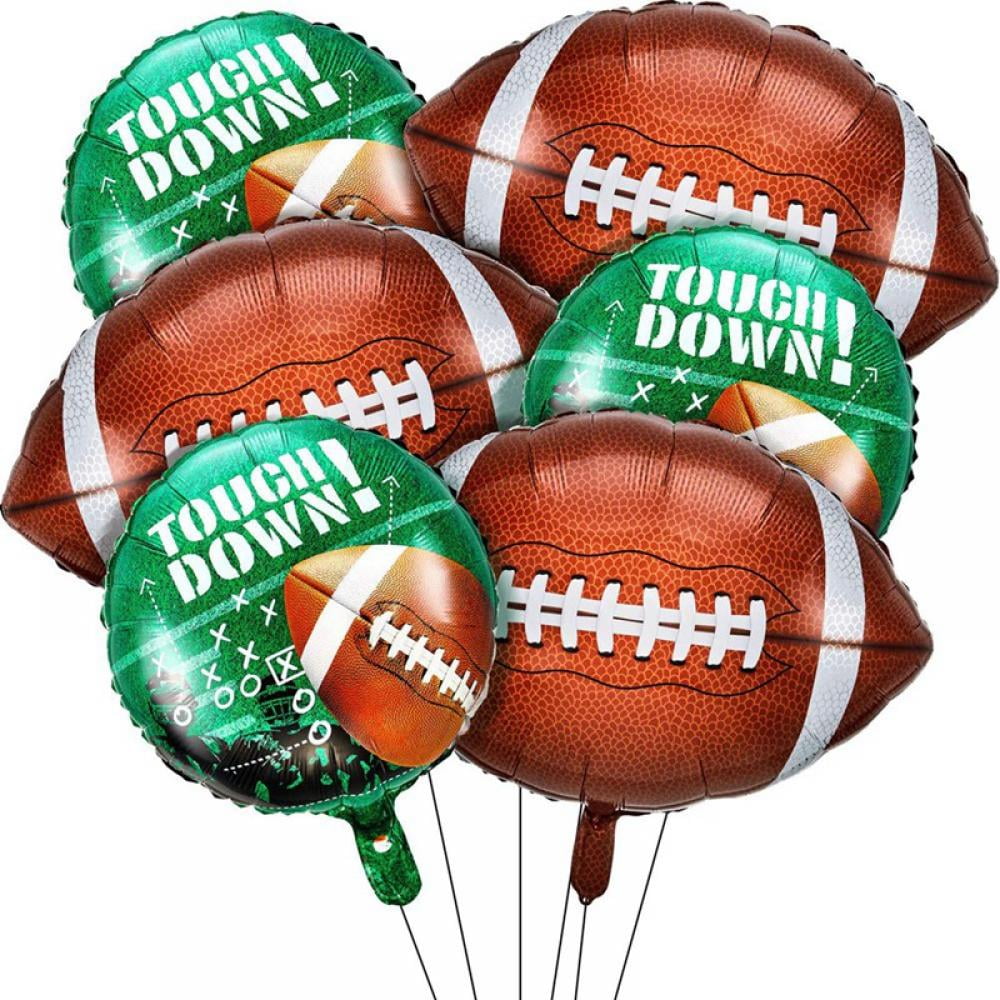 6 Pack 18 Inch Rugby Foil Balloons Helium Mylar Football Field Balloons