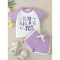 thumbnail image 3 of Baby Girl 2Pcs Summer Outfits Short Sleeve Butterfly Letter Print T-Shirt + Shorts Set Infant Clothes, 3 of 10