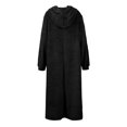 thumbnail image 5 of Women's Casual Round Neck Long Sleeve Pullover Loose Wool Hooded Dress for Winter Comfort and Everyday Wear,Black,M, 5 of 8