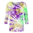 thumbnail image 6 of Jsaierl 3/4 Sleeve Womens Tops Casual Round Neck Shirts Trendy Graphic Petite Blouses Going Out Dressy T-shirts Top S-5XL, 6 of 6