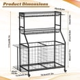 thumbnail image 3 of Sports Equipment Garage Organizer, Heavy Duty Metal Ball Storage Rack with Baskets & Hooks, Rolling Cart with Wheels for Sports Gear & Toy Storage, Indoor/Outdoor Use for Gym, Club, Basement - Black, 3 of 14