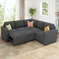 thumbnail image 5 of HONBAY 83.4” Modular Corduroy Sectional Sleeper Sofa, L-Shaped with Pull-Out Bed and Storage Ottomans for Living Room, Grey, 5 of 8