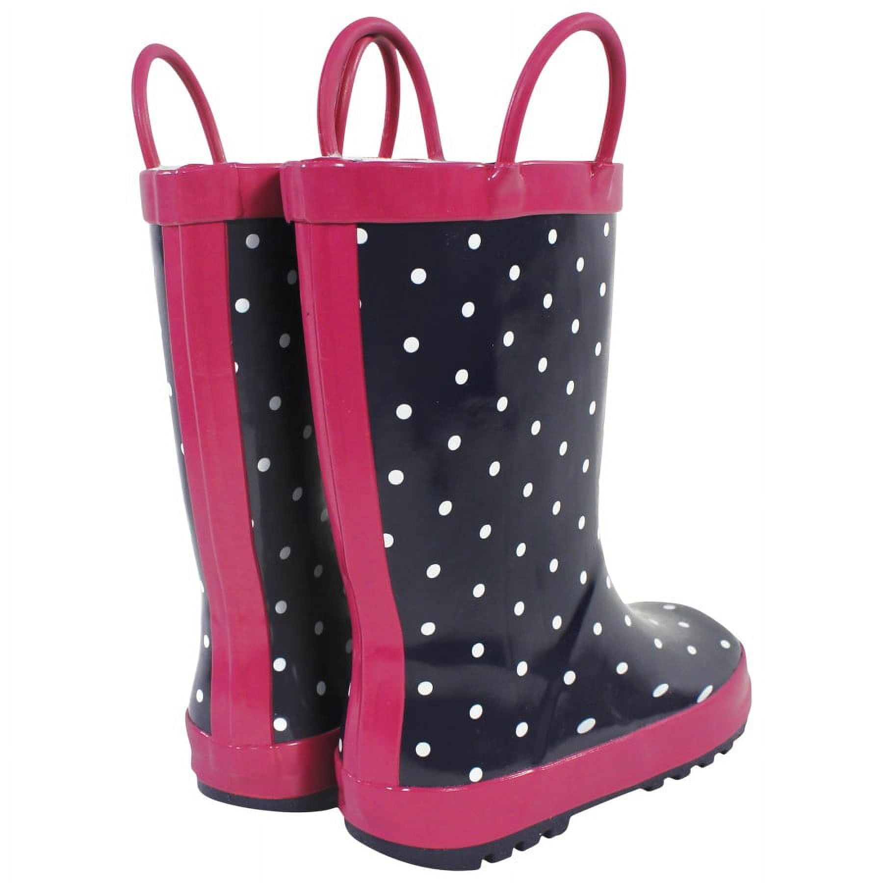 Hudson Baby Rain Boots, Navy Dots Pink, 9 Toddler