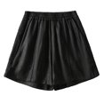 thumbnail image 3 of Women's Linen Cotton Pants Elastic Waist Shorts with Pockets, Lightweight Casual Summer Shorts, Lounge Beach | VerBelle,Black 2XL, 3 of 9