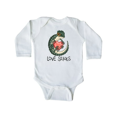 

Inktastic Anti-Valentine s Love Skinks Cute Pun Crocodile Skink Lizard Gift Baby Boy or Baby Girl Long Sleeve Bodysuit