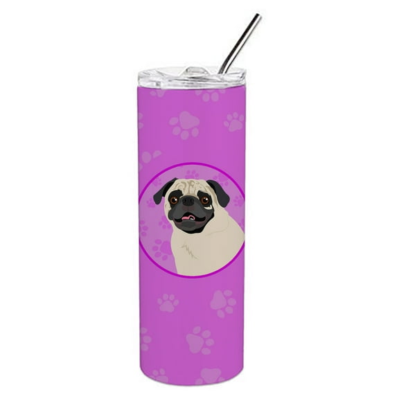 Carolines Treasures WDK1399TBL20 Pug Fawn Design2 Stainless Steel 20 oz Skinny Tumbler Pink 20 oz multicolor
