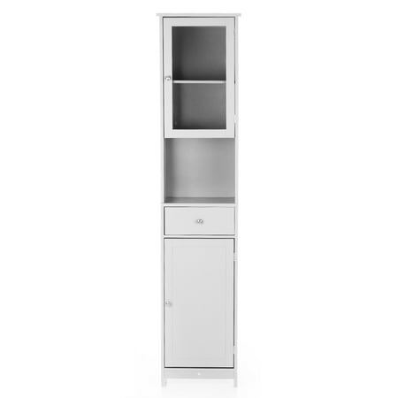 Ikayaa Modern Tower Tall Storage Cabinet With Doors Drawer