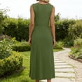thumbnail image 4 of DeHolifer Summer Maxi Dresses for Women,Sleeveless A Line Flowy Long Dress, Breathable Summer Beach Vacation Outfits Army Green 2XL, 4 of 5