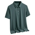 thumbnail image 1 of Ofreoo Chemise en Soie Glacée à Manches Courtes pour Hommes Couleur Unie Col à Revers en Liquidation, 1 of 2