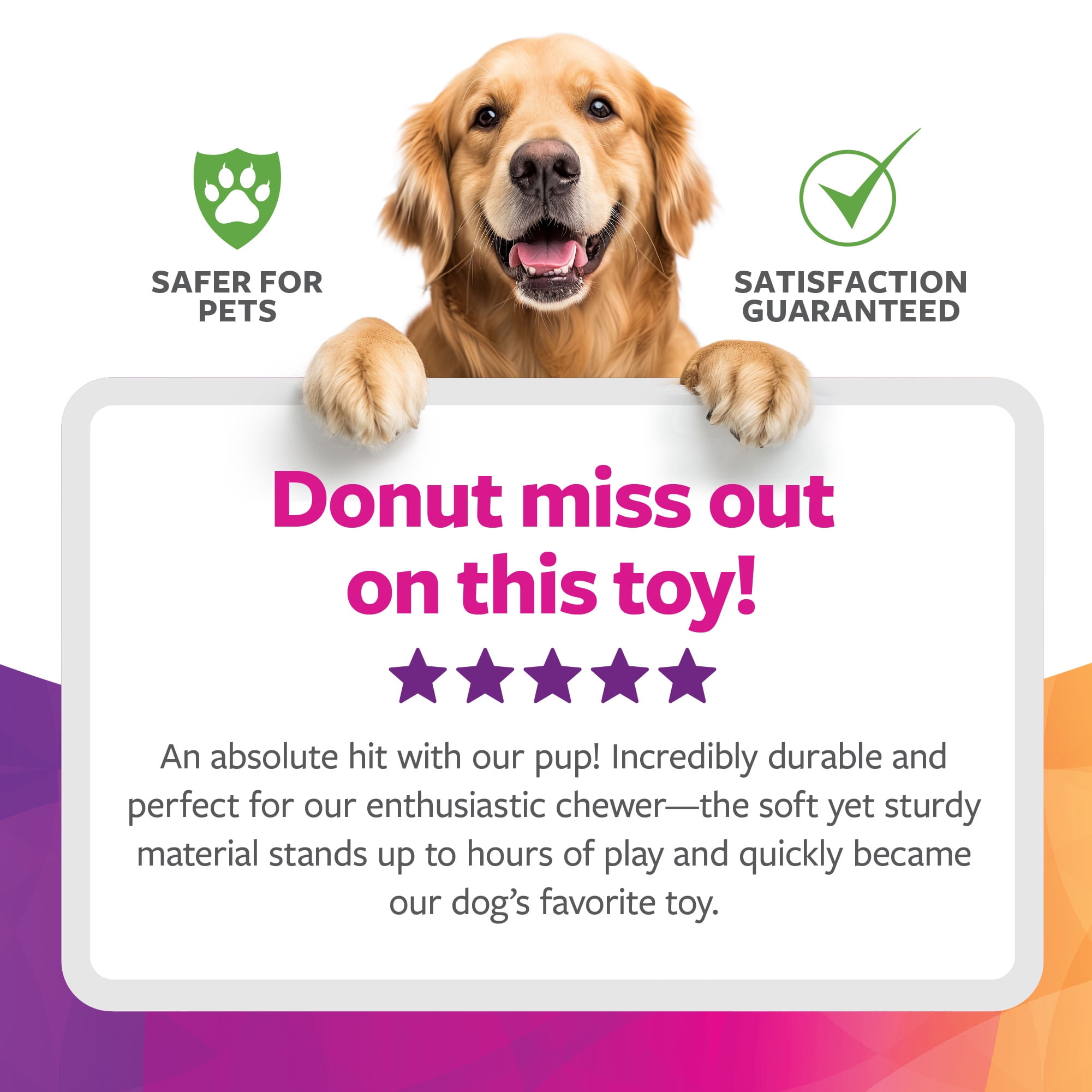 TrustyPup Tough 'N Fun Chocolate Donut Durable Plush Squeaker Dog Toy with Chew Guard Technology, Brown, Large