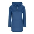 thumbnail image 4 of Womens Long Length Hoodies, Long Sleeve Pullover for Women Fall Fashion Loose Fit Solid Color Button Up Hooded Sweatshirts with Pockets, 4 of 5