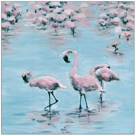 Marmont Hill Mh-Julcst-155-Wff-16 16" X 16" "Three Flamingos" Framed Giclee Painting On