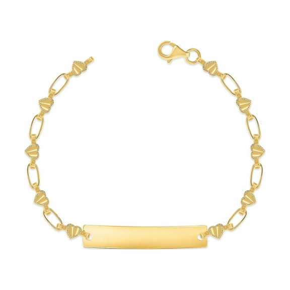Kristen Kesho Sterling Silver, 18 Karat Gold-plated Heart ID Bracelet for Kids 6"