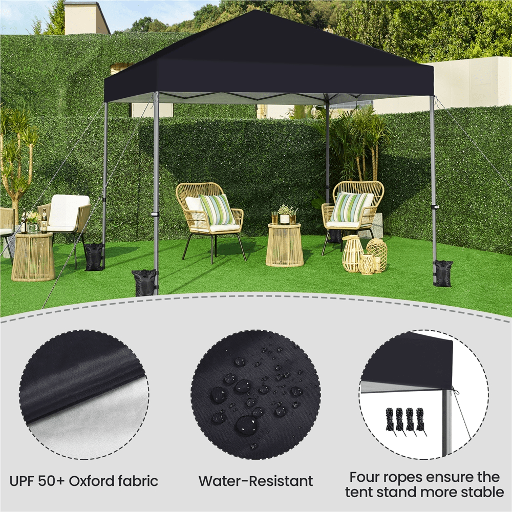 Renwick 8x8 Ft Instant Pop Up Canopy with One Push To Lock Setup Mechanism, Black