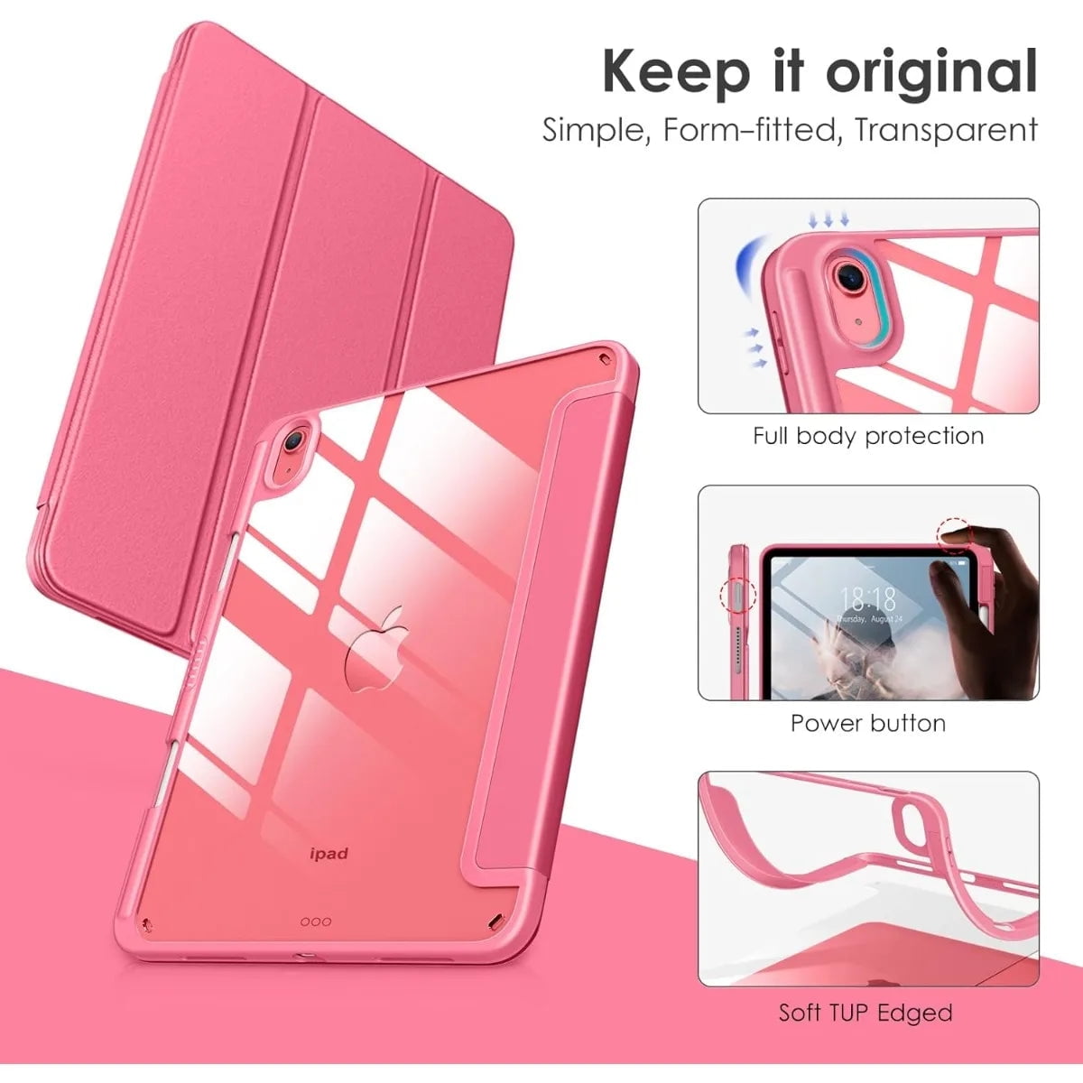 New Tablet Case for Ipad (A16) 11Inch 2025 10Th Generation 10.9Inch Clear Back TPU Shockproof Protector Cover with Pencil Holder