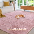 thumbnail image 5 of Sonive 8×10 Feet Fluffy Shaggy Area Rug, Washable Rug Modern Soft Large Neutral Non-Slip for Bedroom Dining Living Room, Pink, 5 of 8