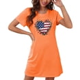 thumbnail image 4 of Mrat Women Sleepwear Women's Oversized Short Nightgown Fashion American Flag Patriotic Print Short Sleeve Nightdress S-111 Orange S, 4 of 7