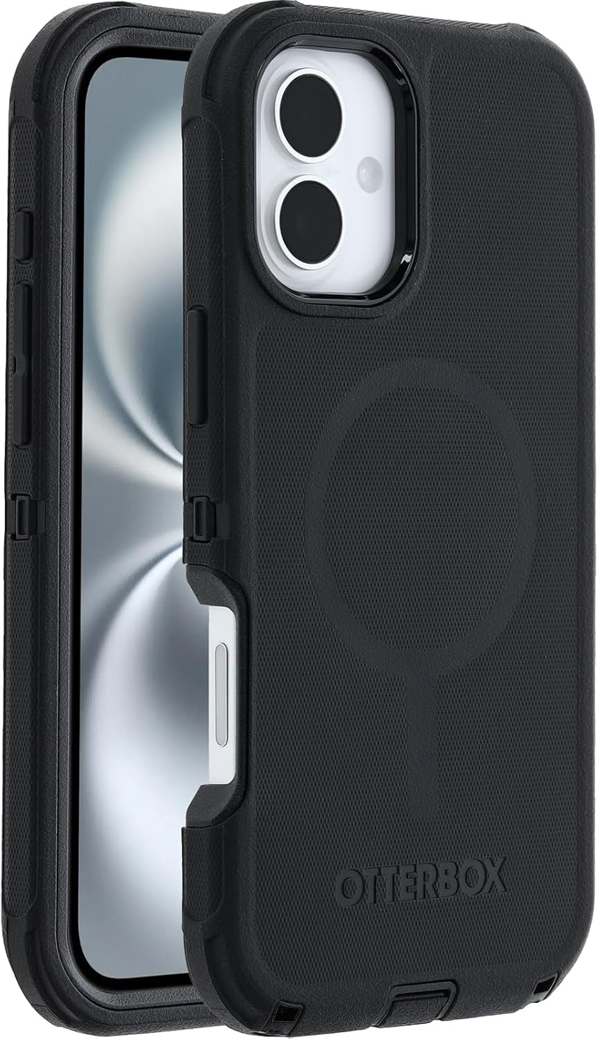 OtterBox iPhone 16 Plus (Only) - Defender Series MagSafe Case - Black - Case Only - Built-in Magnets - Screenless - Rugged & Durable - with Port Protection - Non-Retail Packaging