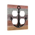 thumbnail image 1 of Yamxbfa Cubiertas decorativas para salidas rústicas coloridas de madera marrón ancla 2 bandas cubierta de placa de pared doble receptáculo dúplex dos interruptor de luz placa de cubierta Jumbo doble c, 1 of 1