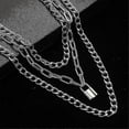 thumbnail image 3 of Collar de cadena en capas Yashi Estilo grunge con candado plateado 20, 3 of 5