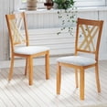 thumbnail image 2 of Costway 2 PCS Linen Fabric Upholstered Kitchen Armless Chairs with Rubber Wood Frame Natural, 2 of 10