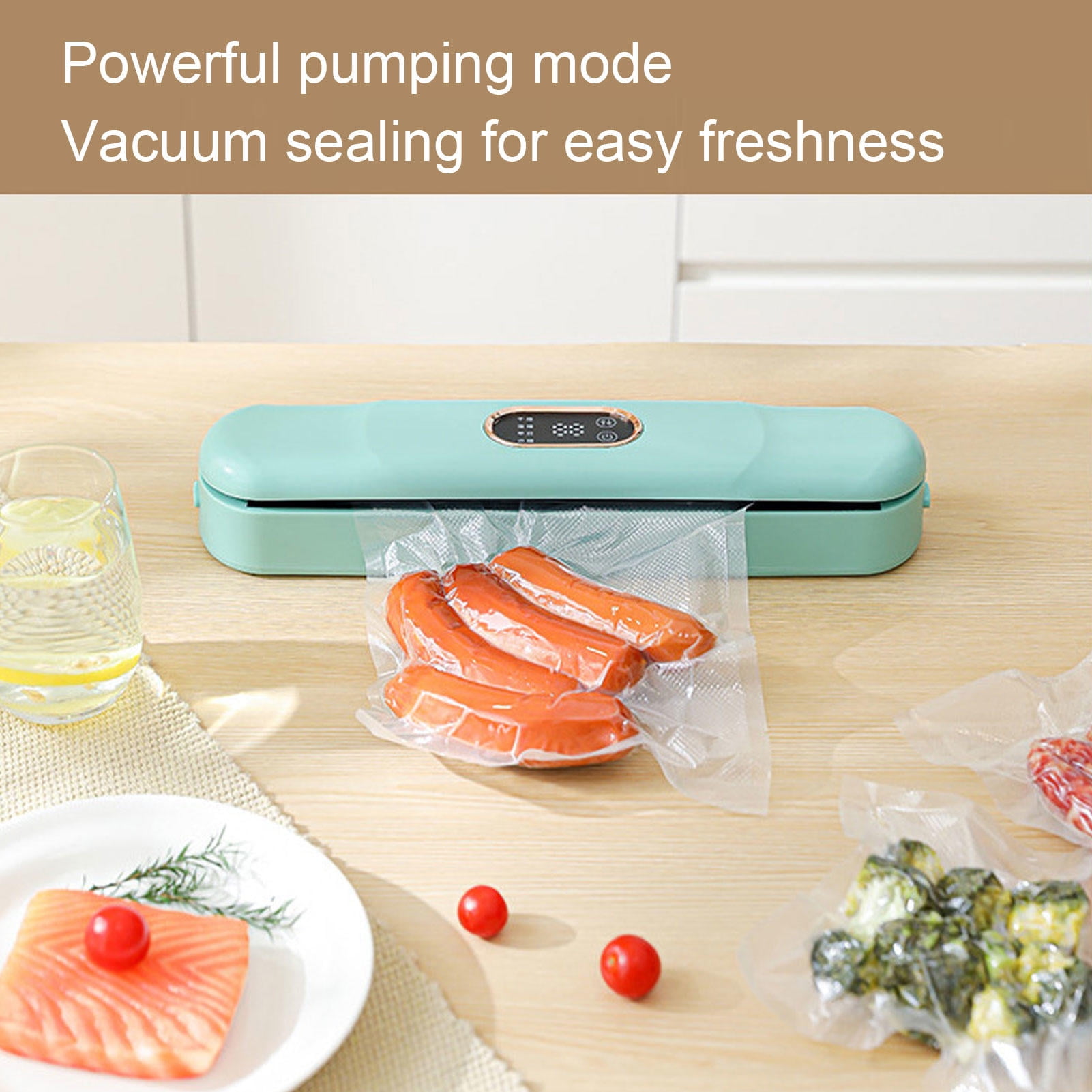 BOKYAN Compact LCD Vacuum Sealer – Powerful Suction, Portable Design, 10‑Bag Seal, Ideal for Home Food Storage