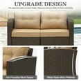 thumbnail image 4 of Cozyhom Brown Wicker Rattan Patio Loveseat,Sectional Couch Corner Chair with Armrest and Beige Cushions, 4 of 7