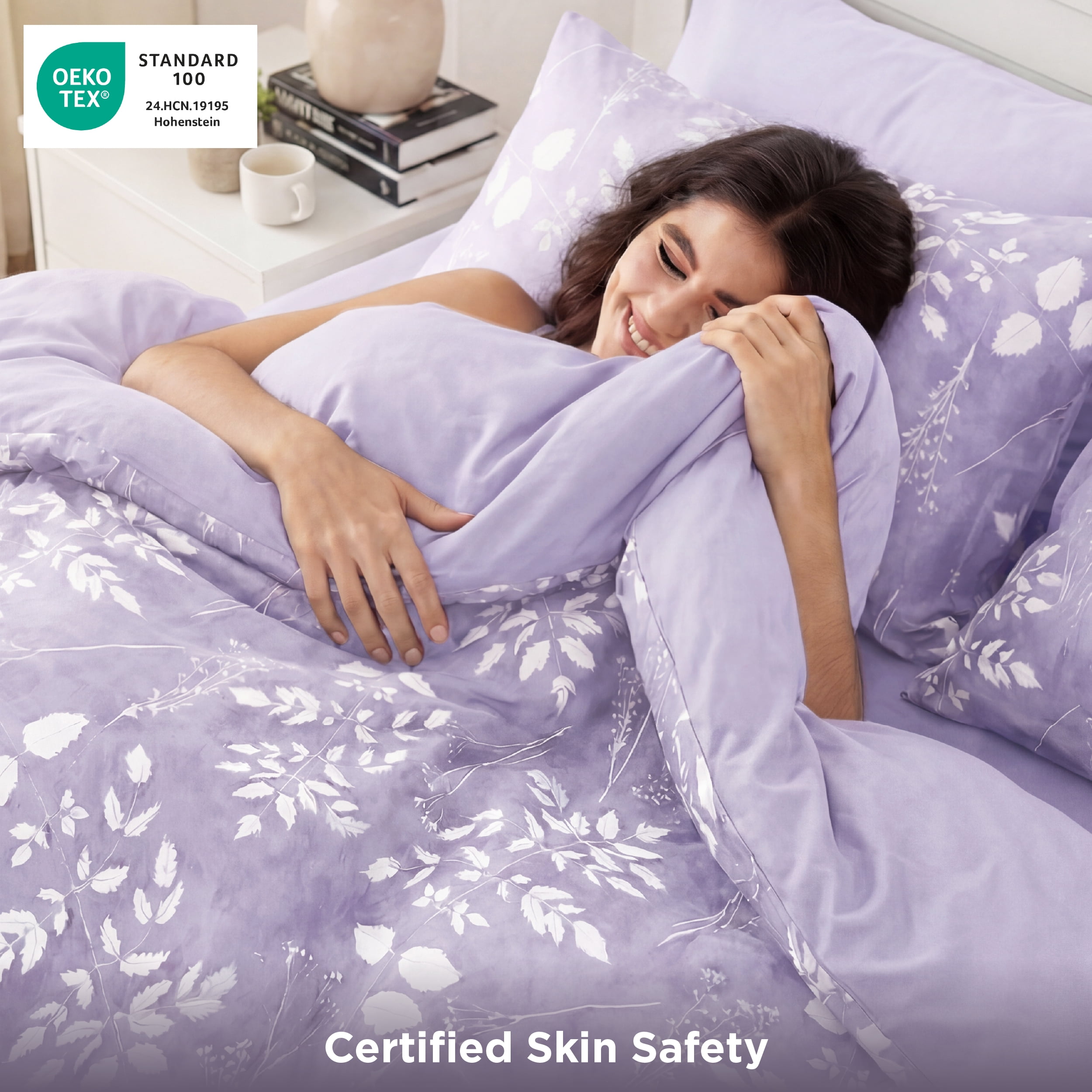 U by Bedsure Full Comforter Set Lavender, Bed in a Bag Full Size Bedding Purple, 7-Pieces Botanical Flowers Spring Comforter, Sheets, Pillowcases & Shams