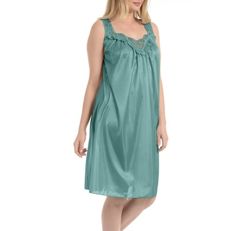 

EZI Nightgowns for Women - Soft & Breathable Satin Night Gowns for Adult Women - Medium to Plus Size Womens Sleep Shirts - Knee-Length Nightgown