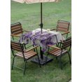 thumbnail image 5 of Square Outdoor Tablecloth with Umbrella Hole Spring Flowers Outside Table Cloth Waterproof Patio Table Cover Purple Botanical Floral Wooden Grain Zipper Tablecloths for Picnic Camping 60x60 Inch, 5 of 8