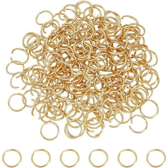 200Pcs Open Jump Rings 18 Gauge 10mm Round Jump Rings for Jewelry Making 304 Stainless Steel Jump Rings Gold Plated Jump Rings for DIY Earring Bracelet Key Chain Necklace Jewelry Making