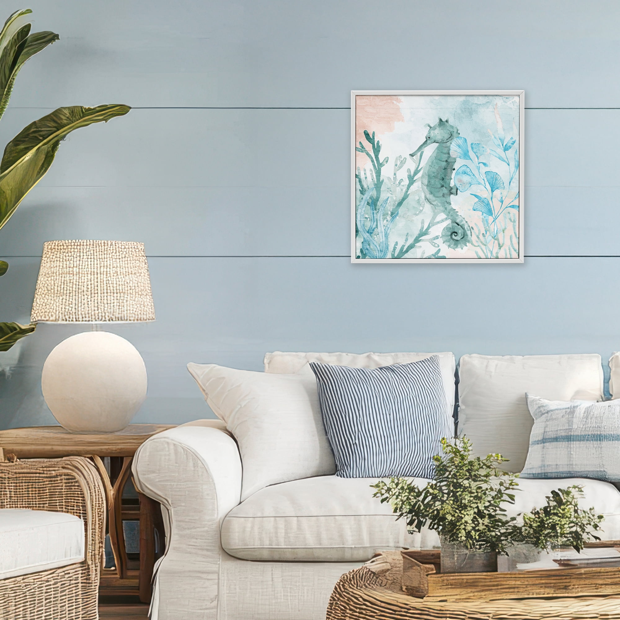 Stupell Industries Seahorse Sea Swim White Framed Giclee Art, design by Kim Allen