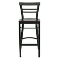 thumbnail image 6 of Flash Furniture HERCULES Series Black Two-Slat Ladder Back Metal Restaurant Barstool - Mahogany Wood Seat, 6 of 7