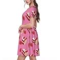thumbnail image 2 of Lsque Strawberry Cake Print Women's Casual Dress T-Shirt Summer Short Sleeve Scoop Neck Swing Dresses, 2 of 6