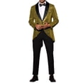 thumbnail image 2 of Tuxedo de lentejuelas INSPIRE CHIC para hombres con solapa de chal brillante, abrigo de fiesta de boda XL dorado, 2 of 5