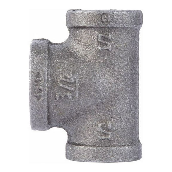 1 Pc, Stz Industries 1/2 In. Fip X 1/2 In. D Fip 3/4 In. D Fip Black Malleable Iron Reducing Tee