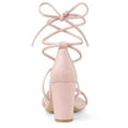 thumbnail image 4 of BLISSFUL STEP Women's Open Toe Strappy Lace Up Block Heel Sandals, 4 of 7
