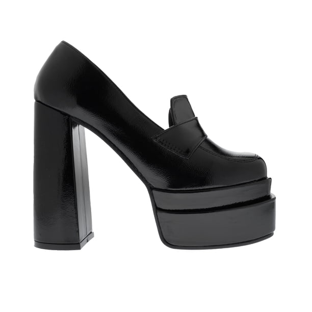Mocasín Irene color negro profundo con doble plataforma 22.5 Dorothy Gaynor Mocasín Irene color negro profundo con doble plataforma 22.5