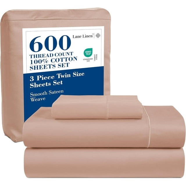 Draps en Coton Ultra Doux Ensemble de Draps Double Ensemble Pc Nombre de Fils Satin Literie Draps à Poches Profondes Draps Rafraîchissants Draps Format Double Ensemble de Lit Respirant ()