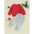 thumbnail image 4 of My First New Years Baby Boy Outfit Baby Boy Valentines Day Outfit Letter Print Long Sleeve Sweatshirt T-shirt and Elastic Casual Pants Suit, 4 of 9