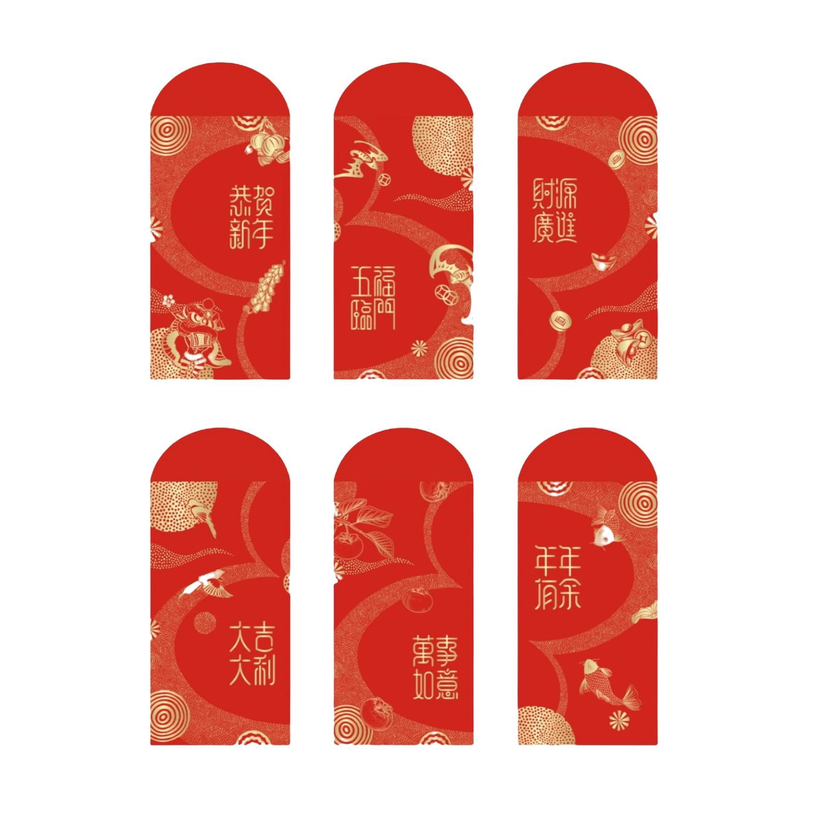 6X Chinese Traditional Hong Bao Lucky Money Red Envelopes Blessing