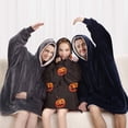 thumbnail image 5 of Black Halloween Pumpkins Blanket Hoodies for Kids 6-13YR Oversize Wearable Blanket Hoodies for Boys Girls Teens, 5 of 7